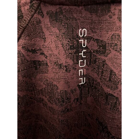 Spyder Active Shirt Womens Large Performance 1/4 Zip Long Sleeve Burgundy Camo - Picture 6 of 7